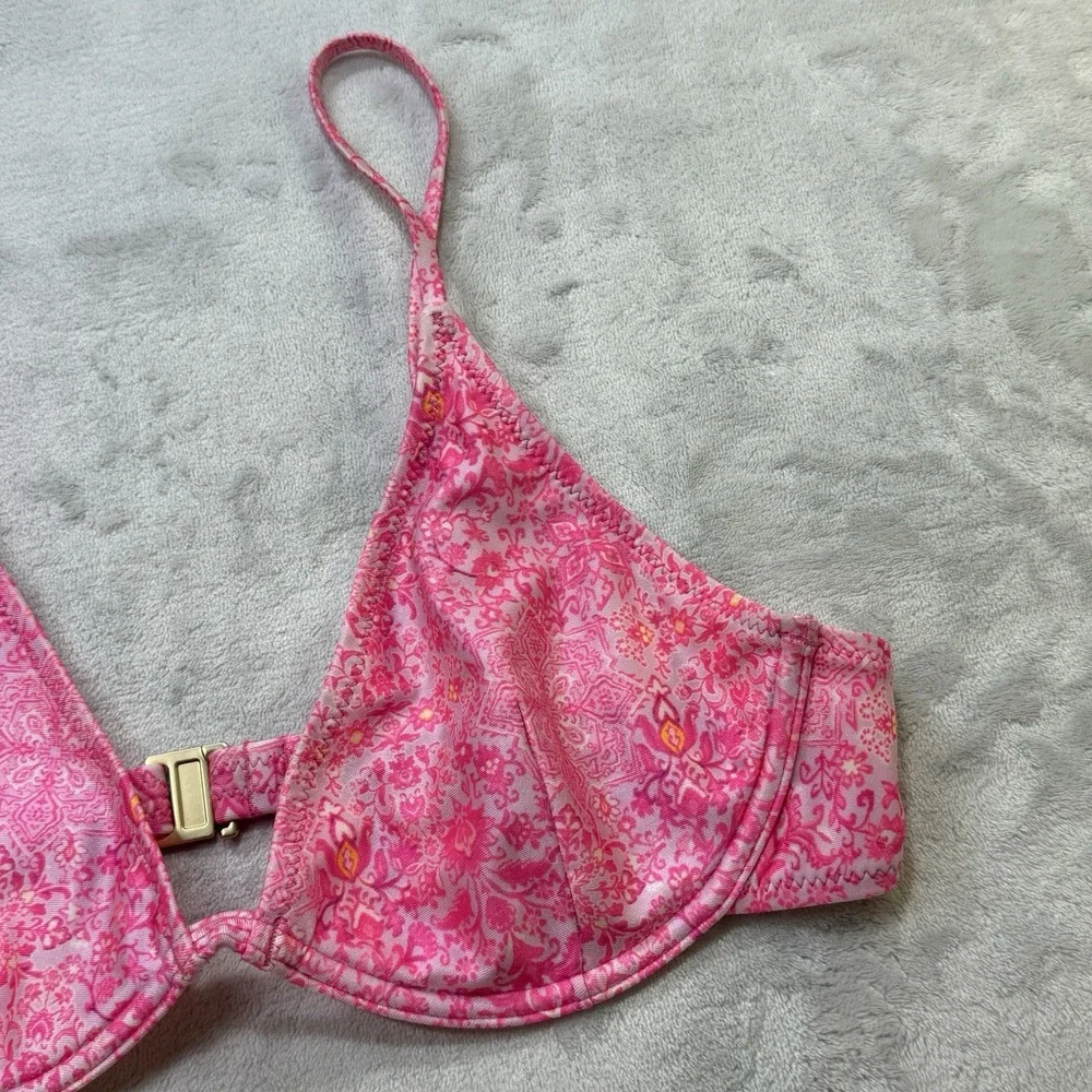 Kulani Kinis Rose Quartz Underwire Triangle Bikini Top XL B-C Cup